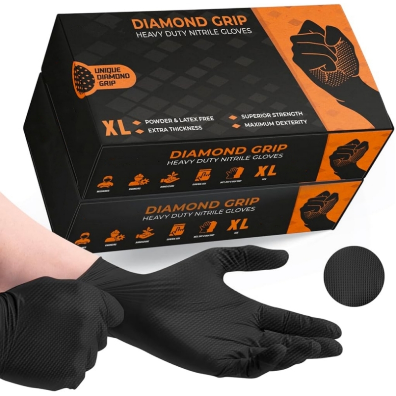 Nitrile Mechanic Glove - Czarne, wytrzymałe, jednorazowe rękawice nitrylowe, przemysłowe,